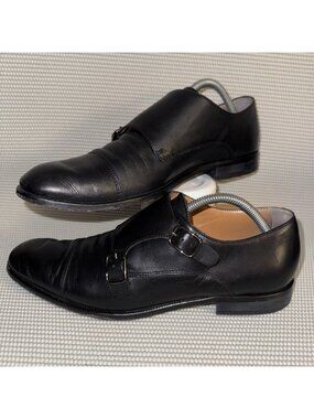 Hugo Boss Monk Double Strap Black Leather Comfort Dress Shoes Men’s Size 9 (42)